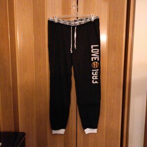 Coco Limon Full-Length Side Sripe Sweatpants Love 1983 Print Stylish Graphic